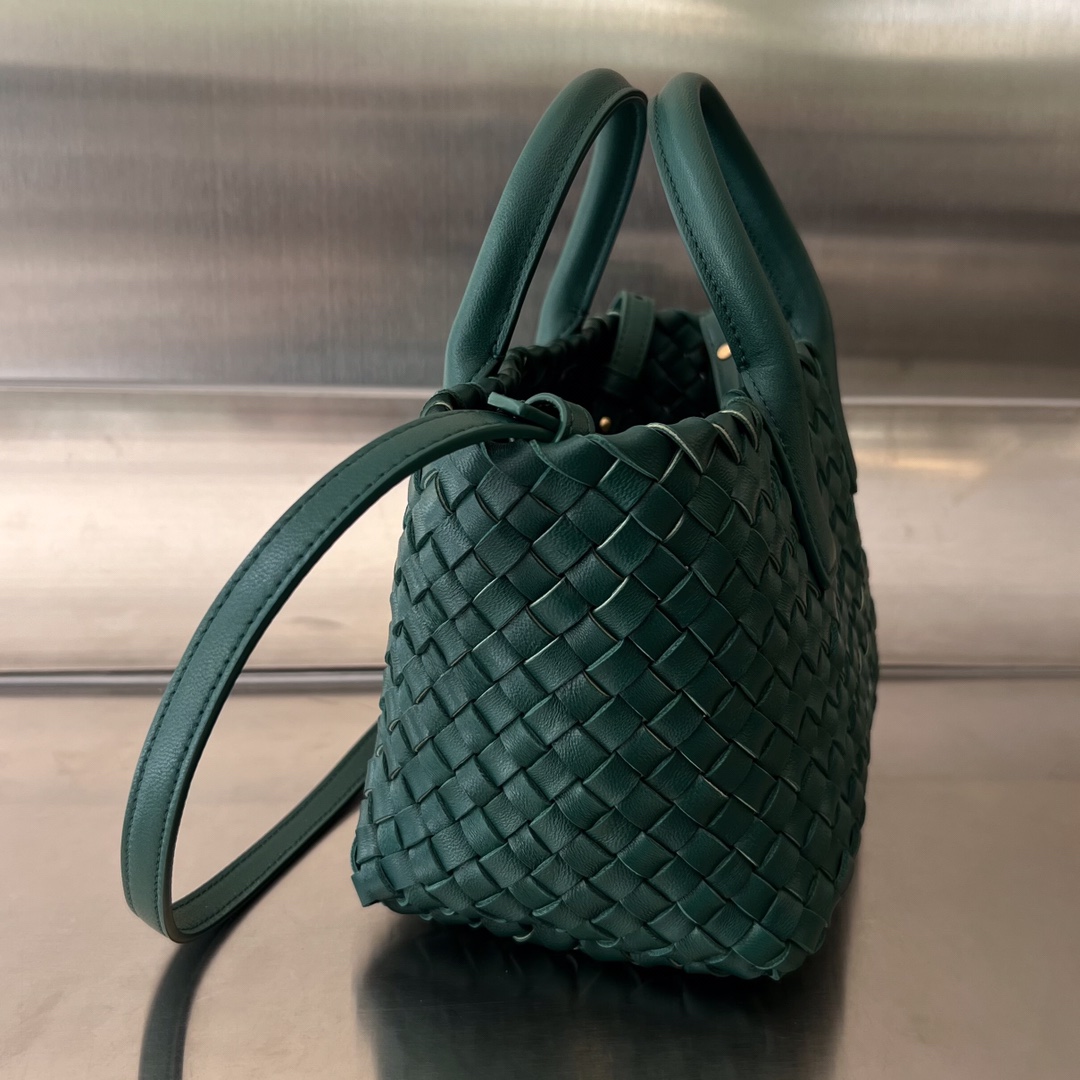 Mini Cabat Intreccio Leather Tote Emerald Green